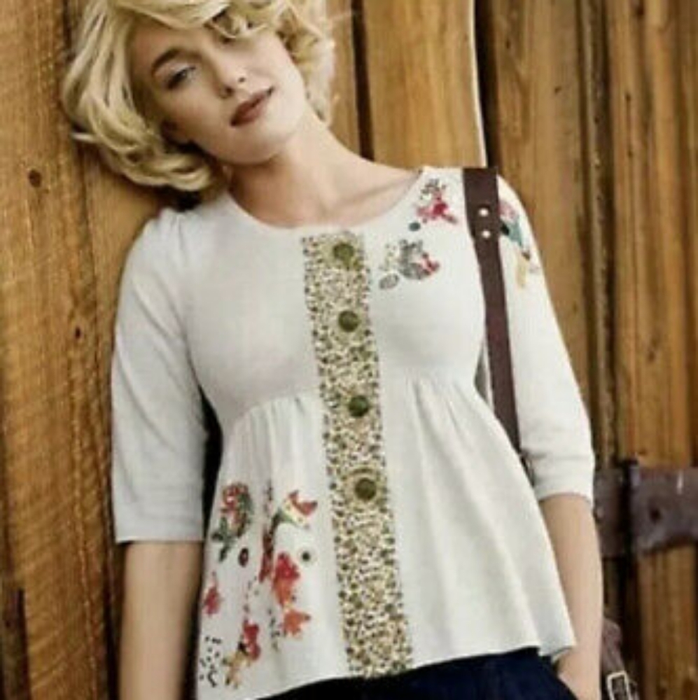 Anthropologie HWR big button gray cardigan
